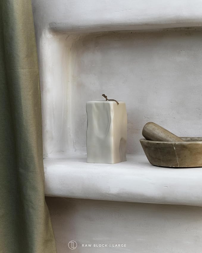 LAWA Raw Block Candle - Beautiful Handmade Pillar Scented Soy Wax Elegant Aesthetic Candle