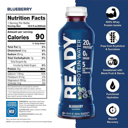 Ready® Protein Water ??20g Whey Protein Isolate, Zero Sugar, Low-Calorie Sports Drink for Hydration