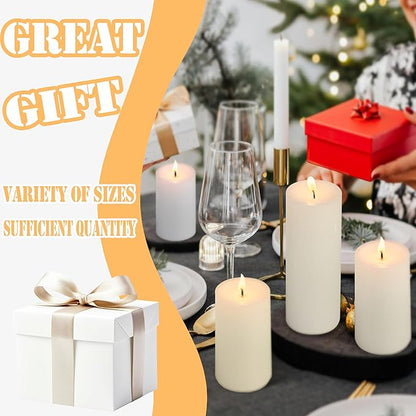 36 Pcs Ivory Pillar Candles Bulk Set，Hurricane Candlesï¼? Different Lengths (12 Each)，Dripless