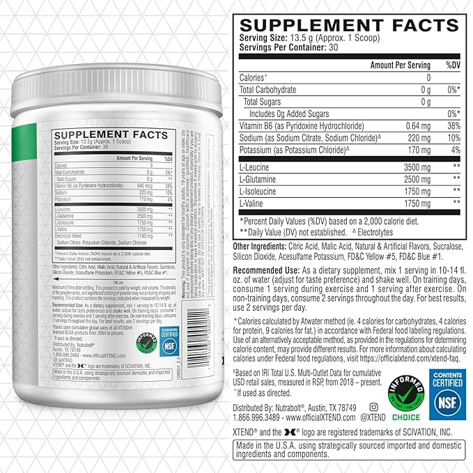 Xtend XTEND Original BCAA Powder 7g BCAA and 2.5g L-Glutamine, Sugar Free Post Workout Muscle