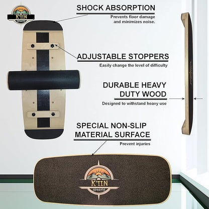 Kiin Balance Board Trainer, adjustable stoppers ??Indo Board, Balancing Board for Surfing, Core