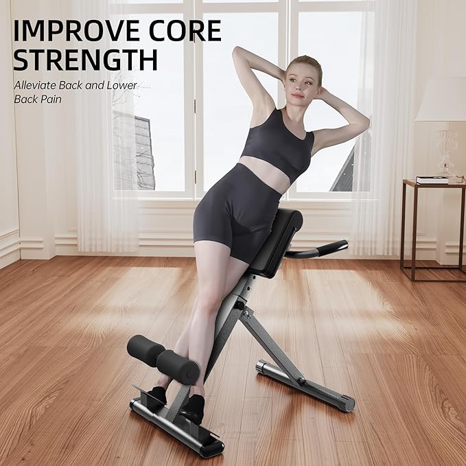 Roman Chair Hyperextension Bench – Adjustable Back Extension Machine for Glutes, Hamstrings & Lower