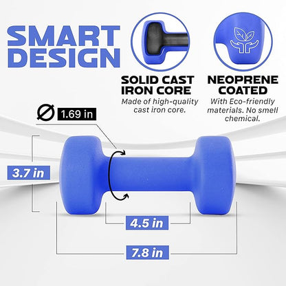 Yes4All Neoprene Coated Dumbbell Hand Weight Sets of 2 - Multiple Weight Options with 15 Colors