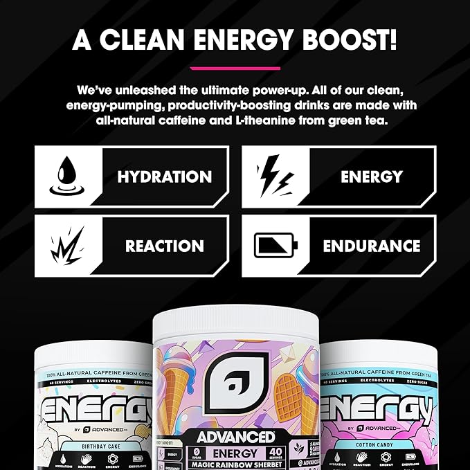 Advanced Energy - Energy Boosting Formula with Electrolytes for Hydration - L-Theanine to Combat