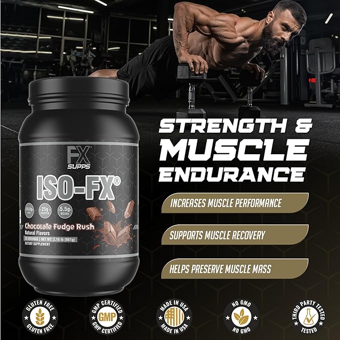 FXSUPPS Iso-Fx Whey Isolate Protein Powder Chocolate Flavored Drink | Low Carb with BCAAs | Post