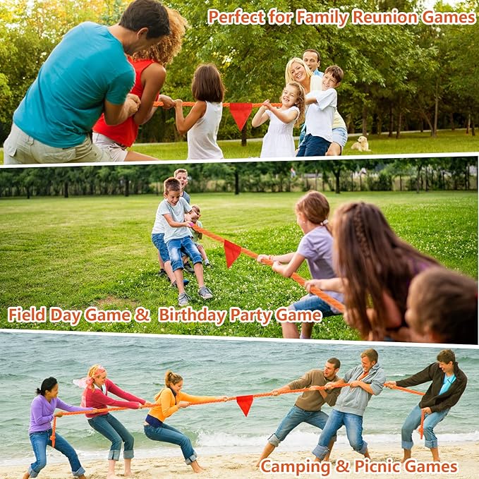 CWLAKON Field Day Games Tug of War Rope, Outdoor Games for Kids, Teens and Adults, Family Reunion