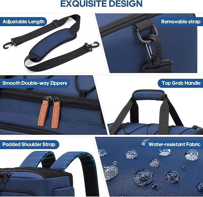 Gym Bag for Men and Women with Shoe & Laptop Compartment, 3-in-1 Sports Travel Duffel Bag