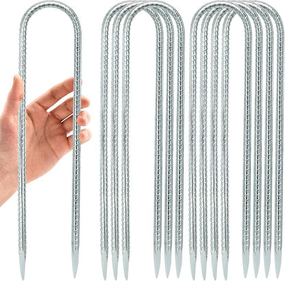 12 INCH 8 Pack Trampoline Stakes, U Shaped Ground Anchors Wind Stakes, Heavy Duty Trampoline Parts