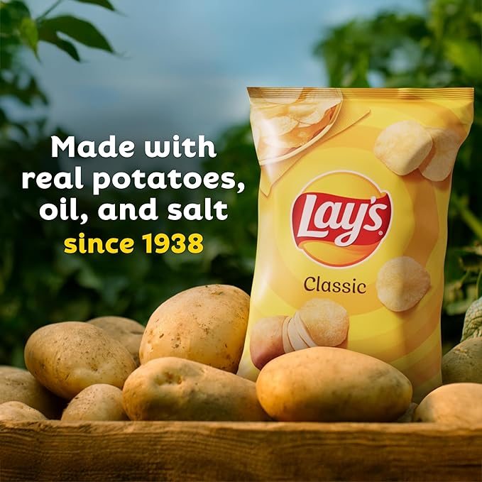 Lay's Potato Chips, Classic, 1.5 Ounce (Pack of 64)