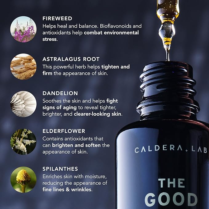 Caldera + Lab The Good | Men's Organic Moisturizing Face Serum for Dry, Sensitive, & Normal Skin