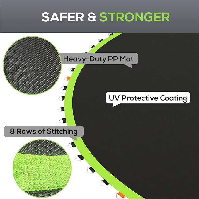 Soozier Trampoline Replacement Mat, Fits 12' Trampoline with 72 V Hooks, 5. 5" Springs, Trampoline