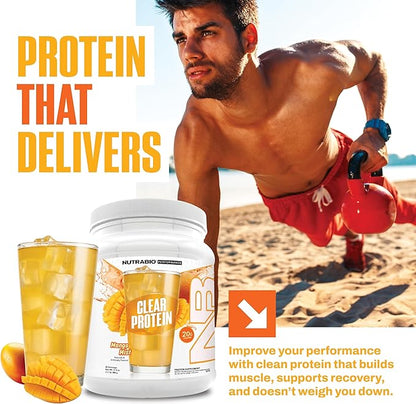 NutraBio Clear Protein Powder, Mango Mist - 20 Servings, 20g Clear Whey Protein Isolate, 0 Sugar