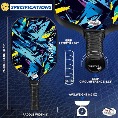 Carbon Fiber Pickleball Paddles Set of 4 or 2 Rackets,USAPA Approved Carbon Fiber Surface Pickle