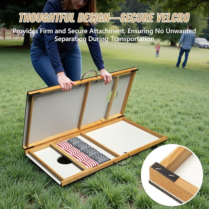 Cornhole Board Set,Corn Hole Games for Adults Outdoor,2X4FT Solid Wood Regulation Cornhole Boards