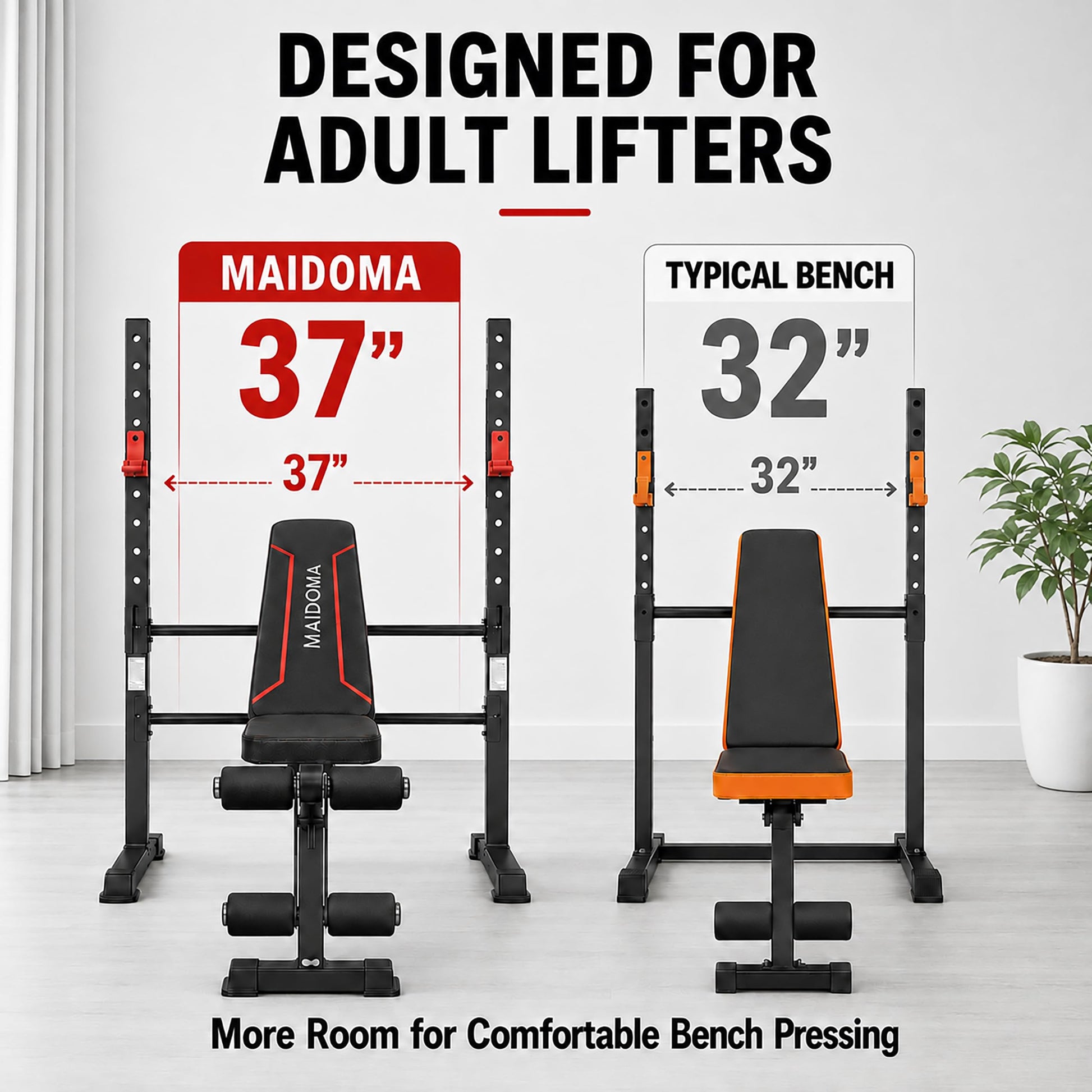 MAIDOMA Standard Weight Bench Set with Leg Extension and Leg Curl, Adjustable Bench Press with