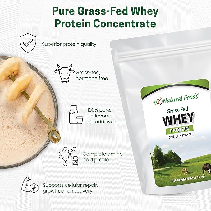 Z Natural Foods Grass-Fed Whey Protein Concentrate - Clean Whey Protein Powder from New Zealand
