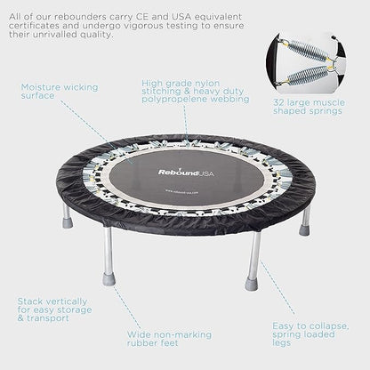 Maximus Pro Home Gym Rebounder Mini Trampoline 40'' + Handle Bar | Includes Workouts Online + DVD's