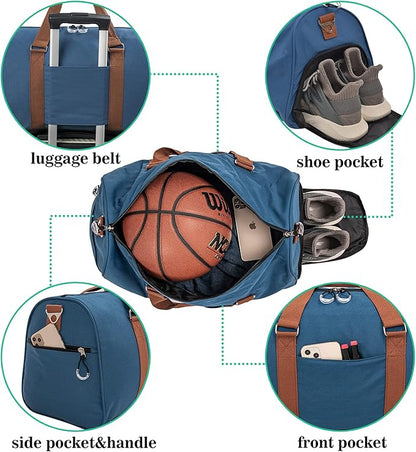 Kuston Sports Gym Bag with Shoe Compartment&Wet Pocket,Travel Duffel bag,Weekend Bag,Workout Bag