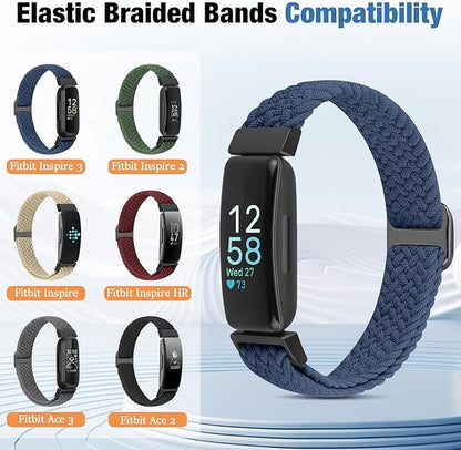 Elastic Braided Watch Band Compatible with Fitbit Inspire 3/Inspire 2/Inspire/Inspire HR/Fitbit ace