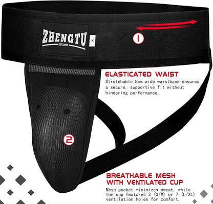 Groin Protector Cup Kickboxing Boxing Muaythai MMA Groin Guard, Jockstrap Karate Training, BJJ