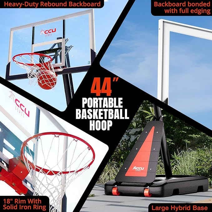 Crank Lift Basketball Hoop Outdoor 7.5-10ft Adjustable Portable Basketball Goal for Youth and