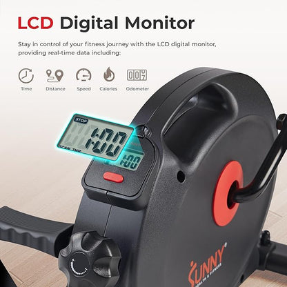Sunny Health & Fitness Smart Under-Desk Bike Exerciser, Low-Impact Cardio Cycling Equipment for
