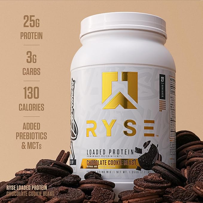RYSE Loaded Protein Powder - Chocolate Cookie Blast - 25g Whey Protein Isolate & Concentrate with