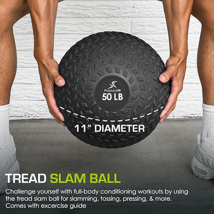 ProsourceFit Slam Medicine Balls 5, 10, 15, 20, 25, 30, 50lbs Smooth and Tread Textured Grip Dead