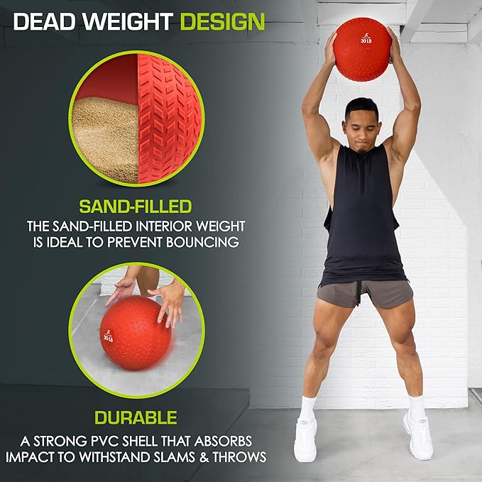 ProsourceFit Slam Medicine Balls 5, 10, 15, 20, 25, 30, 50lbs Smooth and Tread Textured Grip Dead
