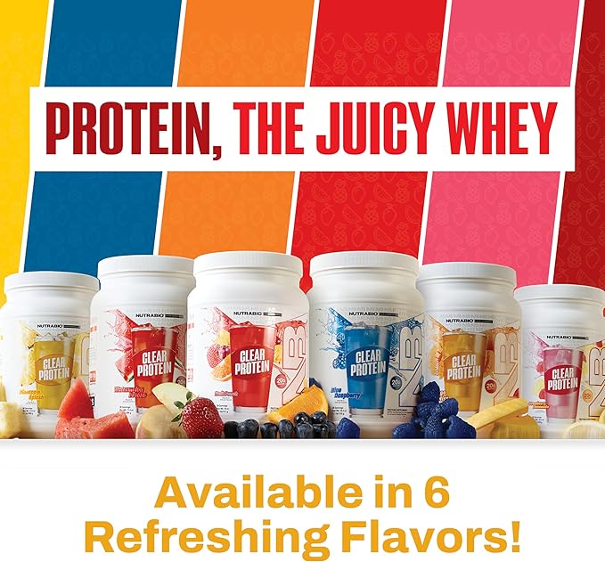 NutraBio Clear Protein Powder, Pineapple Splash - 20 Servings, 20g Clear Whey Protein Isolate, 0