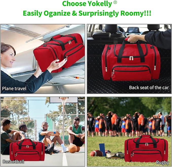Sports Duffel Bag 22 Inch Travel Gym Duffle - Red