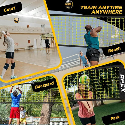 Volleyball Net Training – 12' Wide, Portable Adjustable Height 7.4' to 8' – Includes Ground Stakes