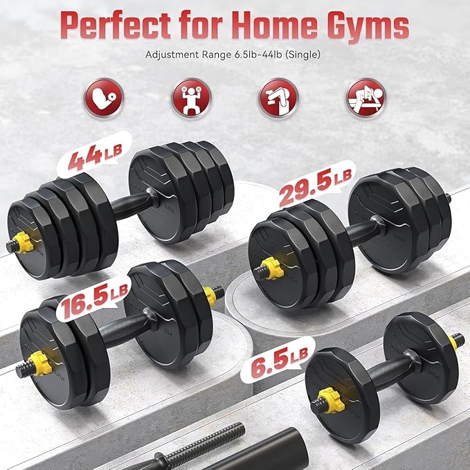 FEIERDUN Adjustable Dumbbells, 40/48/68/88lbs Free Weight Set with 4 Modes, Used as Barbell