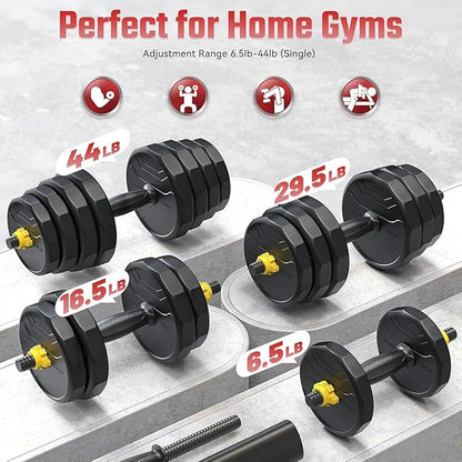 FEIERDUN Adjustable Dumbbells, 40/48/68/88lbs Free Weight Set with 4 Modes, Used as Barbell