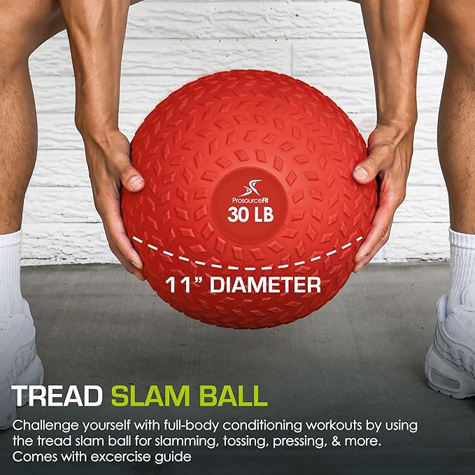ProsourceFit Slam Medicine Balls 5, 10, 15, 20, 25, 30, 50lbs Smooth and Tread Textured Grip Dead
