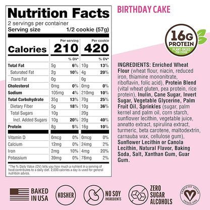 Lenny & Larry's The Complete Cookie, Birthday Cake, Soft Baked, 16g Plant Protein, Vegan, Non-GMO
