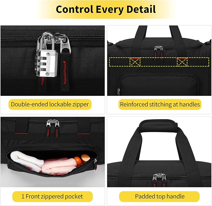 22 inch Gym Bag for Men - 55L Large Travel Duffle Bag Sports Equipment Bag with Multiple Zippered