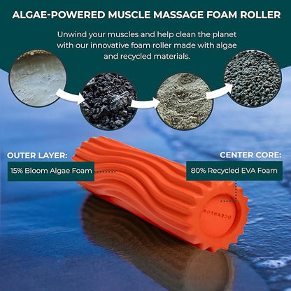 Oceanfoam Ripple Travel Foam Roller (11" x 3.35") Firm Mini Foam Roller for Physical Therapy, Deep