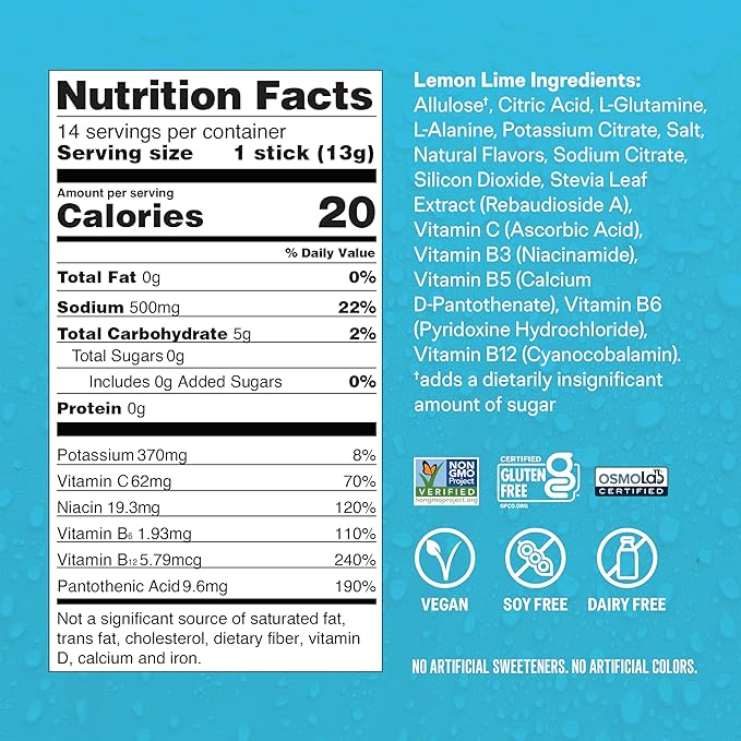 Liquid I.V. Sugar-Free Hydration Multiplier - Lemon Lime – Hydration Powder Packets | Electrolyte