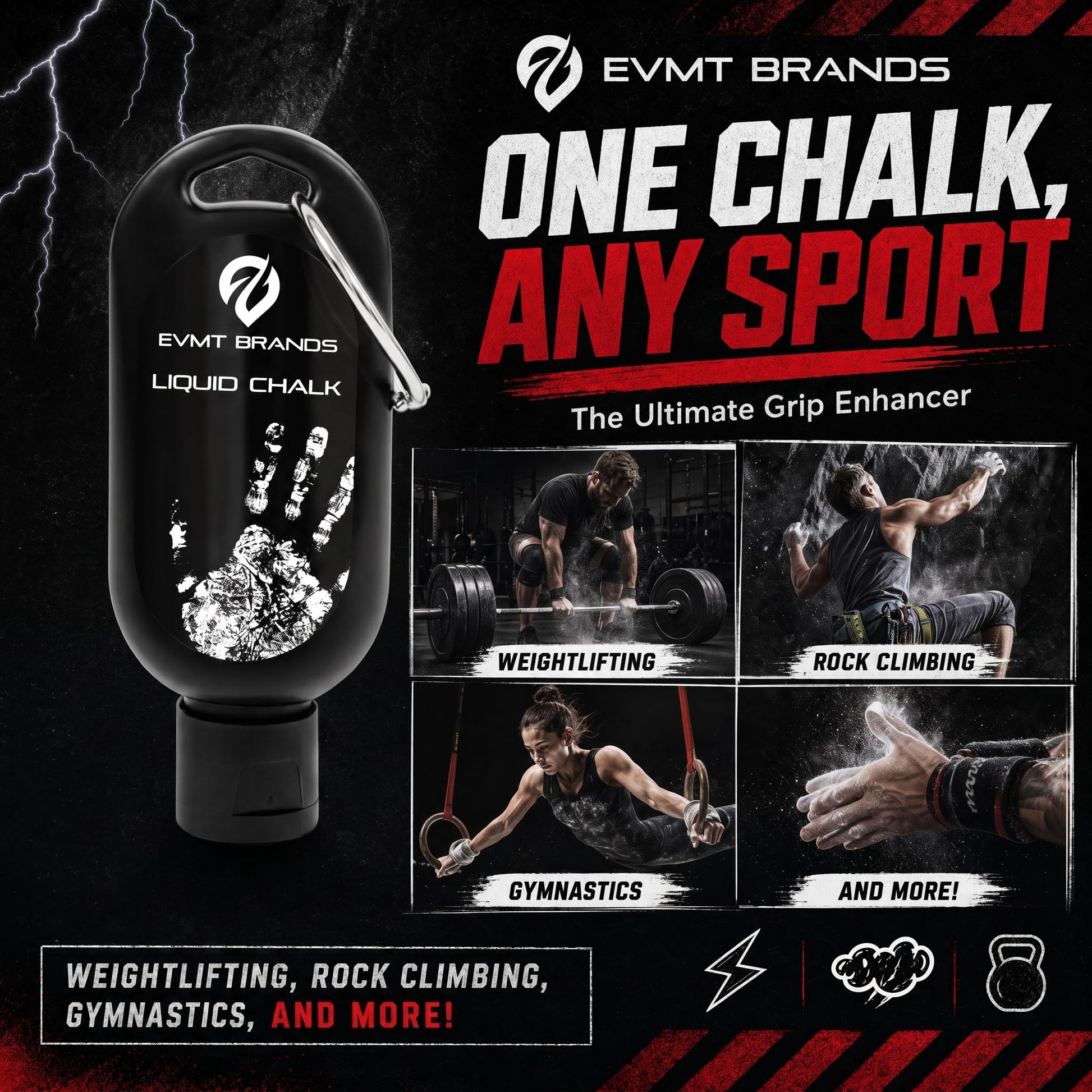 EVMT Liquid Chalk 4 Pack – Gym Chalk for Weightlifting, Climbing & Grip