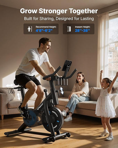 MERACH Exercise Bike, Brake Pad Stationary Bike with Exclusive App, Low Noise Indoor Cycling Bike