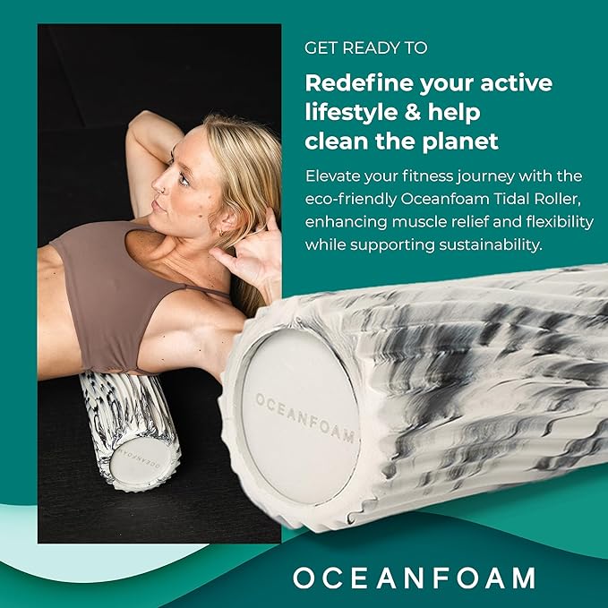 Oceanfoam Tidal Roller - Black Marbled - Muscle Massage Foam Roller for Back Pain & Stretching