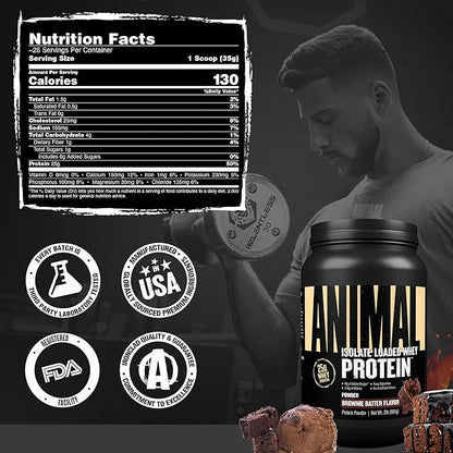 Animal Whey Isolate Protein Powder - Loaded for Pre & Post Workout Muscle Builder and Recovery with