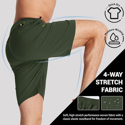 TACVASEN Men's Running Athletic Shorts 9" Quick Dry Workout Gym Shorts Lightweight Summer Shorts 3