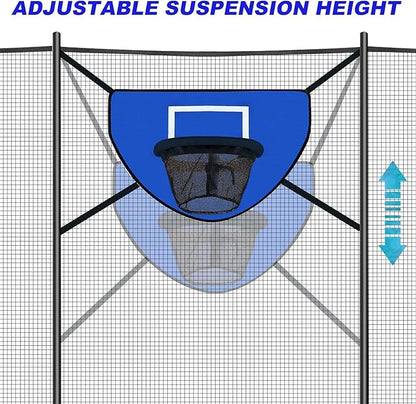 Trampoline Basketball Hoop with Pump and Mini Ball, Waterproof, Sunscreen Soft Materials, Easy to
