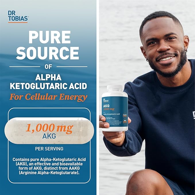 Dr. Tobias AKG Supplement 1000mg Per Serving, Bioavailable Alpha Ketoglutaric Acid, Supports