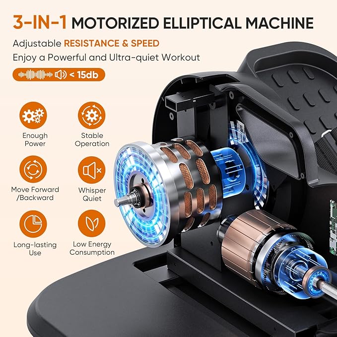 Dripex Under Desk Elliptical Machine, 3-in-1 Electric Ellipse Leg Exerciser As Seen On TV, 10