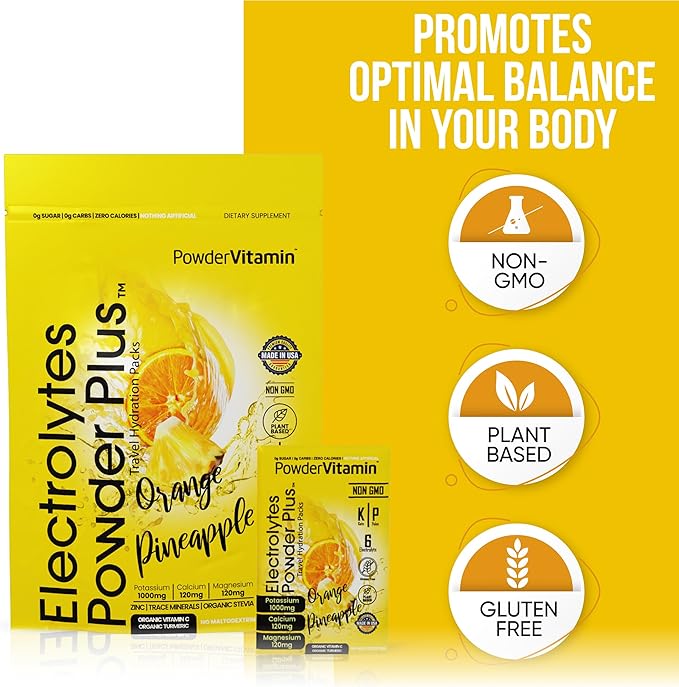 Electrolytes Powder Plus, Keto, Orange Pineapple, Sugar Free, 1000mg Potassium, 120mg Calcium