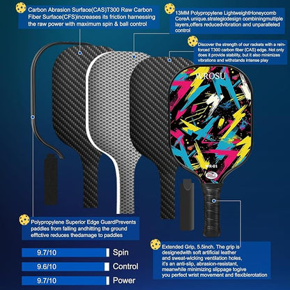 Carbon Fiber Pickleball Paddles Set of 4 or 2 Rackets,USAPA Approved Carbon Fiber Surface Pickle