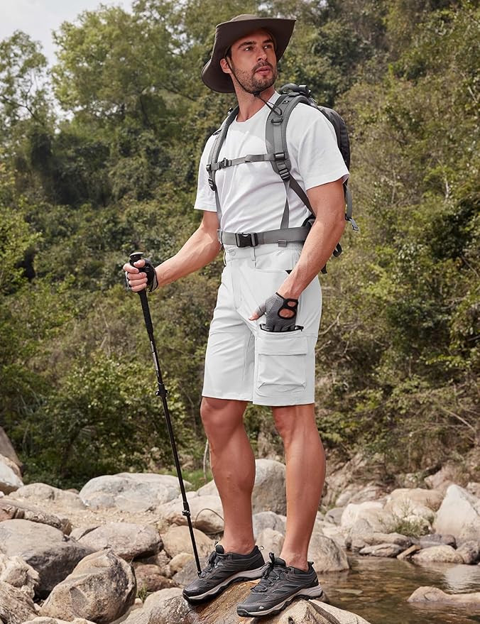CRYSULLY Men's Hiking Cargo Shorts Outdoor Summer Lightweight Quick Dry Work Casual Shorts with 5